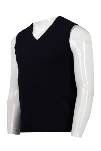 LBX030 supply black V-neck cold vest 2/16s100% sheep hair 161G lambwool online order cold vest